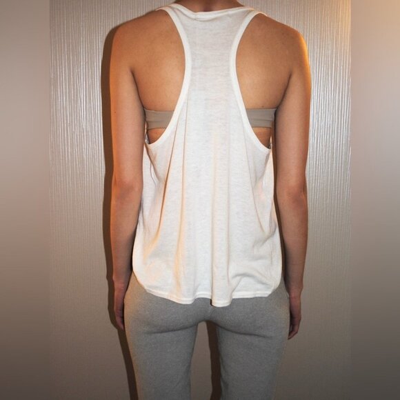 Anthropologie One Grey Day Orion Knit Tank Top Racerback V-neck Cream White - Picture 14 of 16